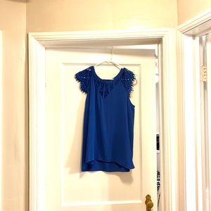Lace cap sleeve cobalt blue top
